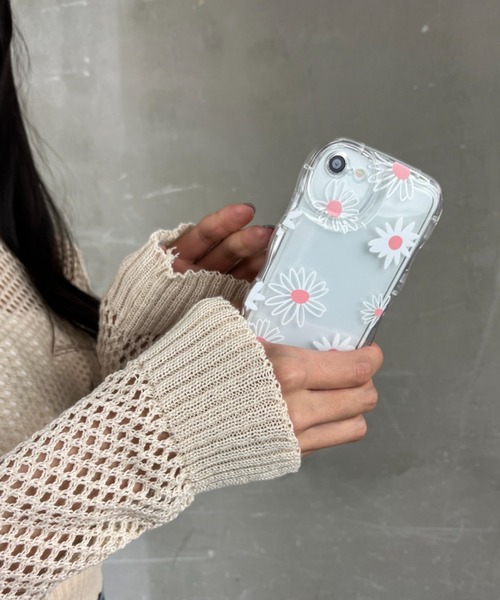 セール】フラワー総柄 花柄 デイジー TPU素材 /クリア スマホカバー