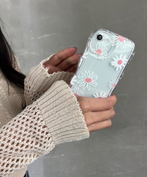 セール】フラワー総柄 花柄 デイジー TPU素材 /クリア