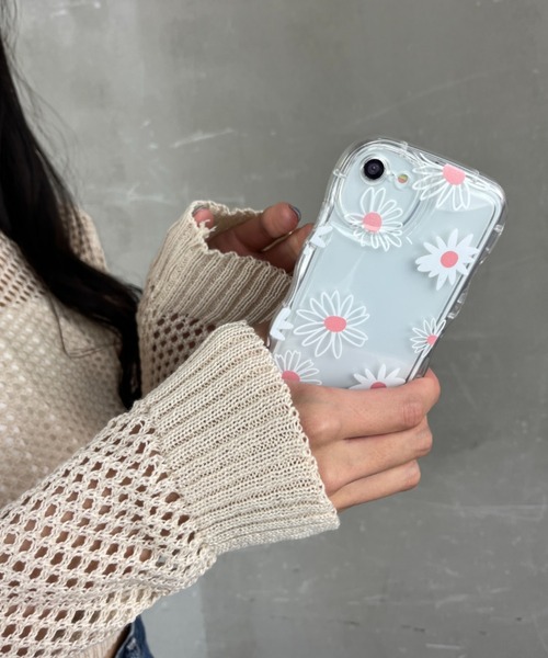 セール】フラワー総柄 花柄 デイジー TPU素材 /クリア スマホカバー
