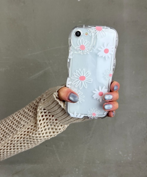 セール】フラワー総柄 花柄 デイジー TPU素材 /クリア スマホカバー
