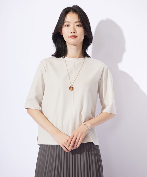 J.PRESS(ジェイプレス)の「TCポンチ モックネック カットソー(Tシャツ/カットソー・レディース・パイングリーン系/ライトグレー系/ふじ色系/ネイビー系・T15/T13)」の3枚目の写真