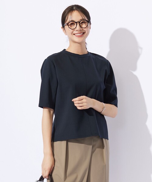 J.PRESS(ジェイプレス)の「TCポンチ モックネック カットソー(Tシャツ/カットソー・レディース・パイングリーン系/ライトグレー系/ふじ色系/ネイビー系・T15/T13)」の1枚目の写真