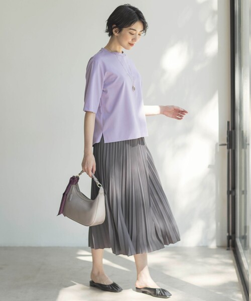 J.PRESS(ジェイプレス)の「TCポンチ モックネック カットソー(Tシャツ/カットソー・レディース・パイングリーン系/ライトグレー系/ふじ色系/ネイビー系・T15/T13)」の5枚目の写真