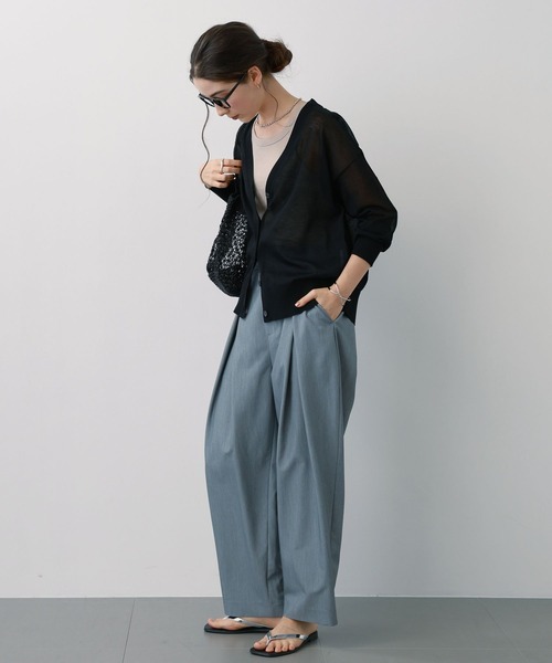 saloon（サルーン）の「SALOON(サルーン)/シアーVネックラメカーディガン【手洗い可】長袖（カーディガン/ボレロ・レディース・ブラック/ホワイト/グレー・FREE）」の14枚目の写真