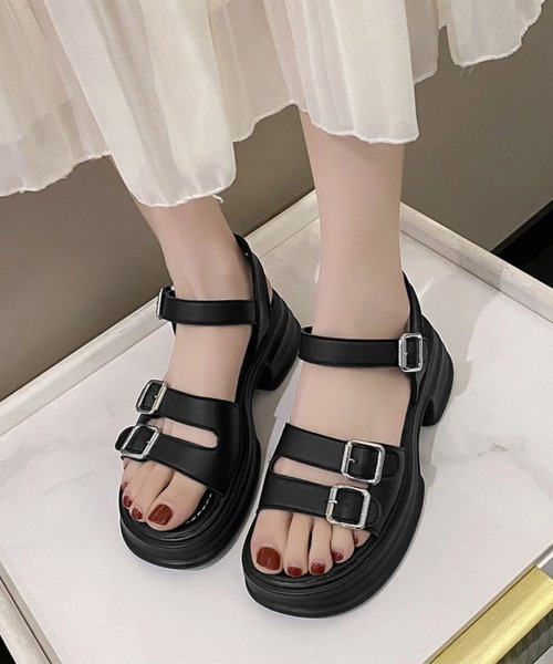 Miniministore(ミニミニストア)の「厚底サンダル レディース ベルトサンダル(サンダル・レディース・ブラック/アイボリー・24.5cm/24.0cm/23.0cm/23.5cm/22.5cm)」の4枚目の写真