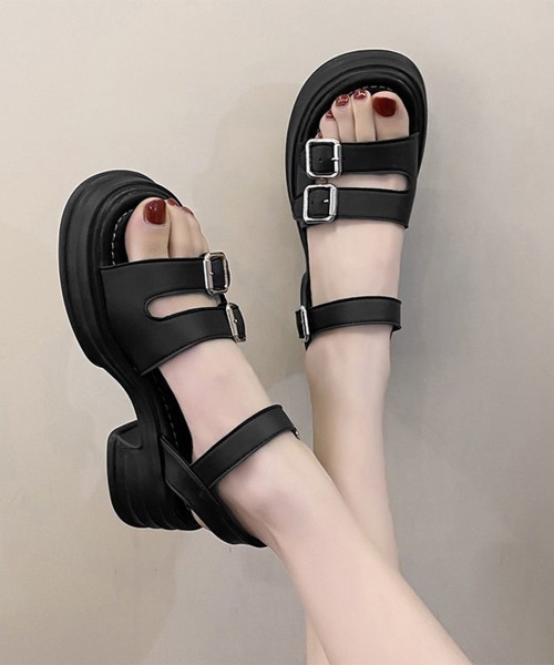 Miniministore(ミニミニストア)の「厚底サンダル レディース ベルトサンダル(サンダル・レディース・ブラック/アイボリー・24.5cm/24.0cm/23.0cm/23.5cm/22.5cm)」の5枚目の写真