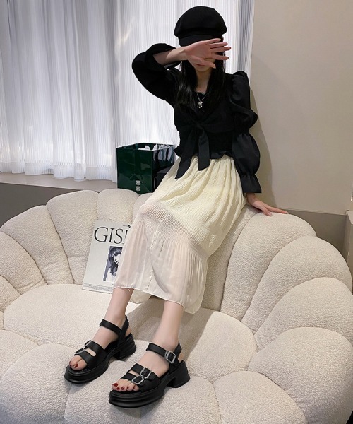 Miniministore(ミニミニストア)の「厚底サンダル レディース ベルトサンダル(サンダル・レディース・ブラック/アイボリー・24.5cm/24.0cm/23.0cm/23.5cm/22.5cm)」の7枚目の写真