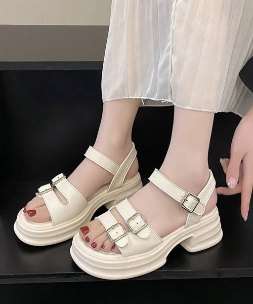 Miniministore(ミニミニストア)の「厚底サンダル レディース ベルトサンダル(サンダル・レディース・ブラック/アイボリー・24.5cm/24.0cm/23.0cm/23.5cm/22.5cm)」の8枚目の写真