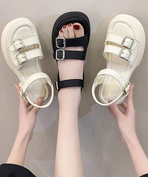 Miniministore(ミニミニストア)の「厚底サンダル レディース ベルトサンダル(サンダル・レディース・ブラック/アイボリー・24.5cm/24.0cm/23.0cm/23.5cm/22.5cm)」の11枚目の写真