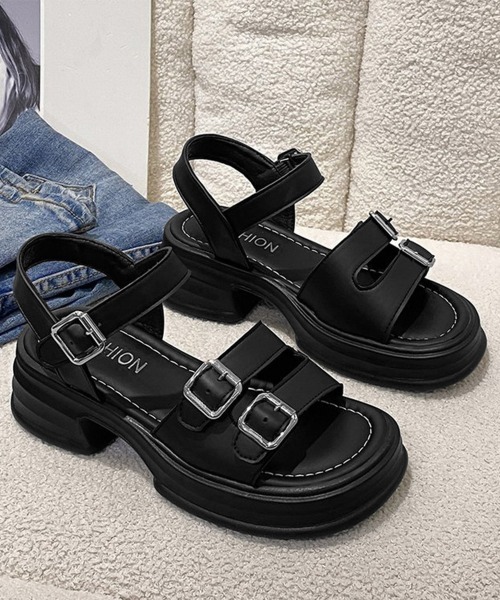 Miniministore(ミニミニストア)の「厚底サンダル レディース ベルトサンダル(サンダル・レディース・ブラック/アイボリー・24.5cm/24.0cm/23.0cm/23.5cm/22.5cm)」の16枚目の写真