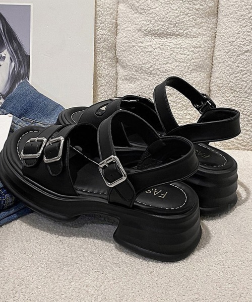 Miniministore(ミニミニストア)の「厚底サンダル レディース ベルトサンダル(サンダル・レディース・ブラック/アイボリー・24.5cm/24.0cm/23.0cm/23.5cm/22.5cm)」の17枚目の写真