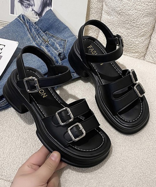 Miniministore(ミニミニストア)の「厚底サンダル レディース ベルトサンダル(サンダル・レディース・ブラック/アイボリー・24.5cm/24.0cm/23.0cm/23.5cm/22.5cm)」の18枚目の写真