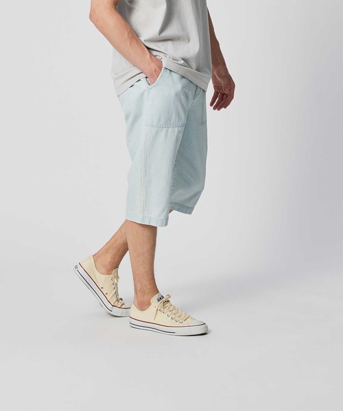 Right-on（ライトオン）の「デニムリブクロップド（デニムパンツ・メンズ・ダークインディゴブルー/ライトインディゴブルー/オフホワイト・S/M/L/XL）」の13枚目の写真