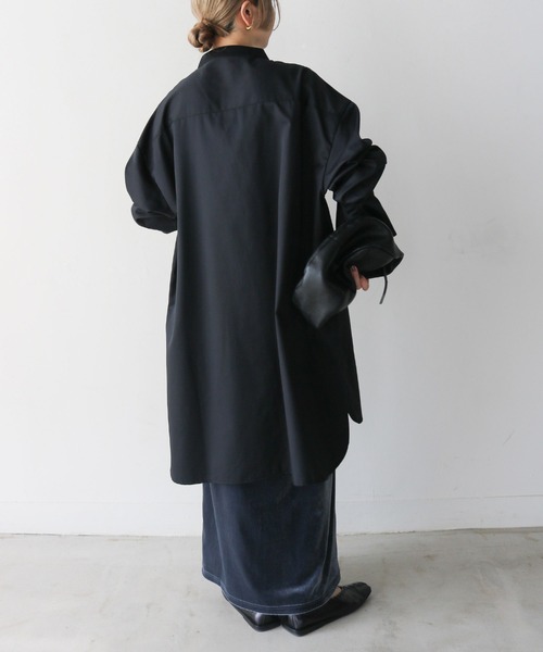 select MOCA by son（セレクトモカバイソン）の「ベロアIラインロングスカート【スタイルアップ】（スカート・レディース・ブラック/カーキ/グレー/スモークグレー・SMALL/MEDIUM/LARGE）」の18枚目の写真