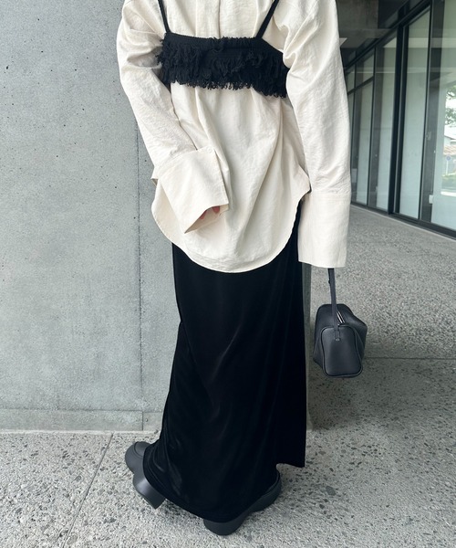 新色追加】ベロアIラインロングスカート（スカート）｜select MOCA by