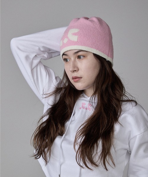 Rest&Recreation（レストアンドレクリエーション）の「Rest&Recreation/レストアンドレクリエーション RR REVERSIBLE BEANIE ビーニー（ニットキャップ/ビーニー・レディース・ピンク/グレー・FREE）」の2枚目の写真