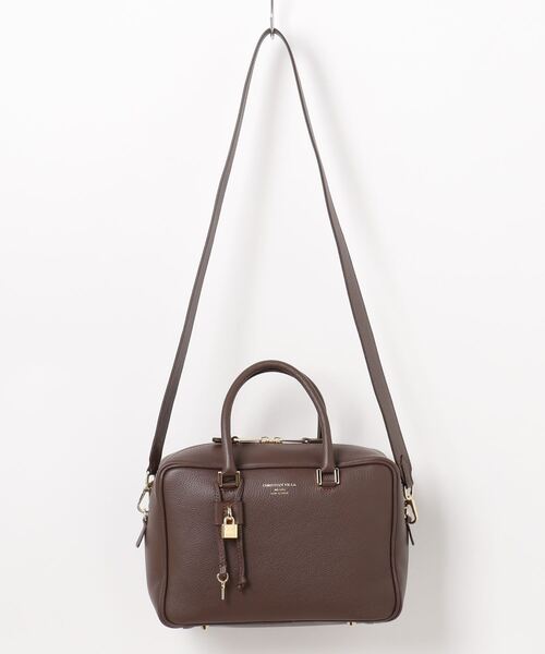 CHRISTIAN VILLA（クリスチャンヴィラ）の「【CHRISTIAN VILLA】キーチャーム付きベーシックレザーハンドバッグ(Q46486)（ハンドバッグ・レディース・ダークブラウン/ブラック・ALL）」の10枚目の写真