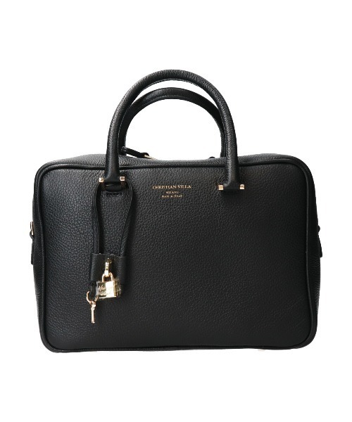 CHRISTIAN VILLA（クリスチャンヴィラ）の「【CHRISTIAN VILLA】キーチャーム付きベーシックレザーハンドバッグ(Q46486)（ハンドバッグ・レディース・ダークブラウン/ブラック・ALL）」の9枚目の写真