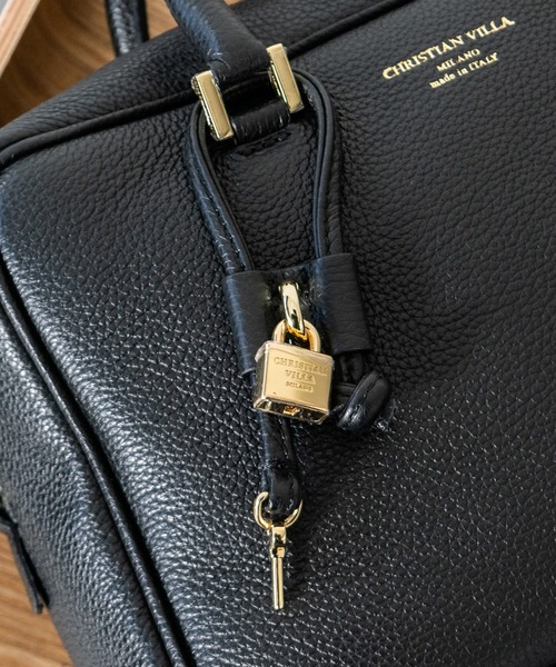 CHRISTIAN VILLA（クリスチャンヴィラ）の「【CHRISTIAN VILLA】キーチャーム付きベーシックレザーハンドバッグ(Q46486)（ハンドバッグ・レディース・ダークブラウン/ブラック・ALL）」の14枚目の写真