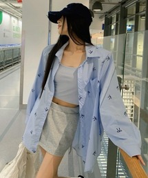 リボンプリントオーバーサイズシャツ