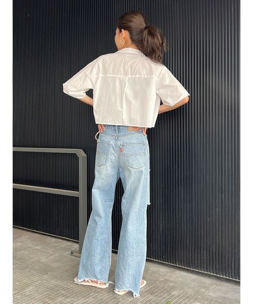 Ungrid（アングリッド）の「シアービッグハーフスリーブシャツ（シャツ/ブラウス・レディース・ピンク/イエロー/オフホワイト・FREE）」の8枚目の写真