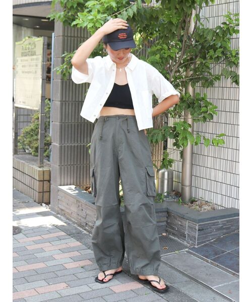 Ungrid（アングリッド）の「シアービッグハーフスリーブシャツ（シャツ/ブラウス・レディース・ピンク/イエロー/オフホワイト・FREE）」の11枚目の写真