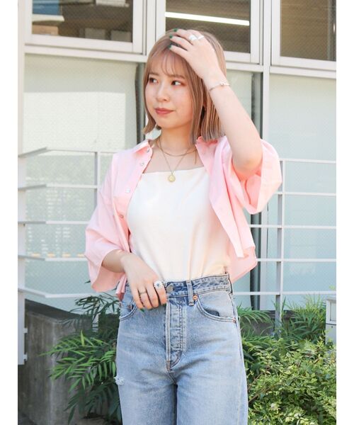 Ungrid（アングリッド）の「シアービッグハーフスリーブシャツ（シャツ/ブラウス・レディース・ピンク/イエロー/オフホワイト・FREE）」の13枚目の写真