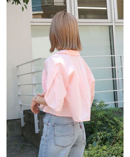 Ungrid（アングリッド）の「シアービッグハーフスリーブシャツ（シャツ/ブラウス・レディース・ピンク/イエロー/オフホワイト・FREE）」の14枚目の写真