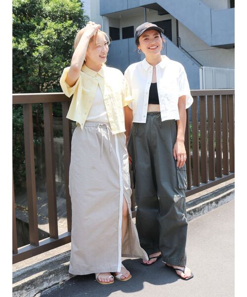 Ungrid（アングリッド）の「シアービッグハーフスリーブシャツ（シャツ/ブラウス・レディース・ピンク/イエロー/オフホワイト・FREE）」の18枚目の写真