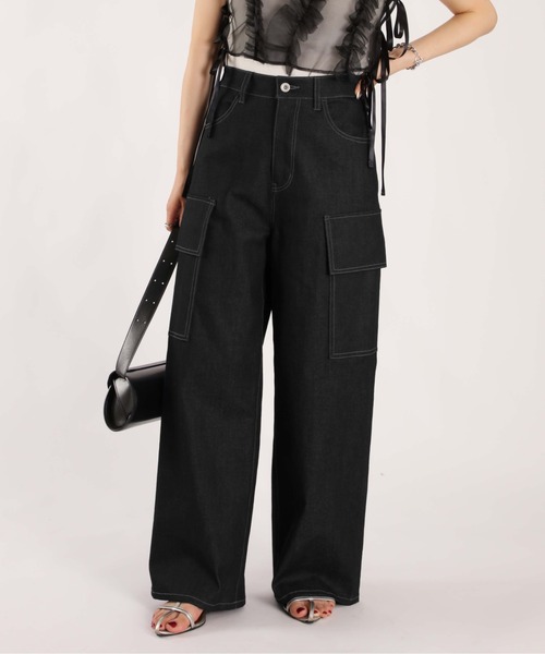 ハイウエストフラップポケットカーゴデニムパンツ（デニムパンツ）｜1chaku.（イッチャク）