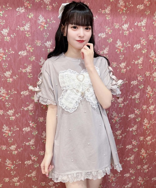 ROJITA（ロジータ）の「リボンデザインビッグTシャツ（Tシャツ/カットソー・レディース・ホワイト/ブラック/ピンク・FREE）」の5枚目の写真