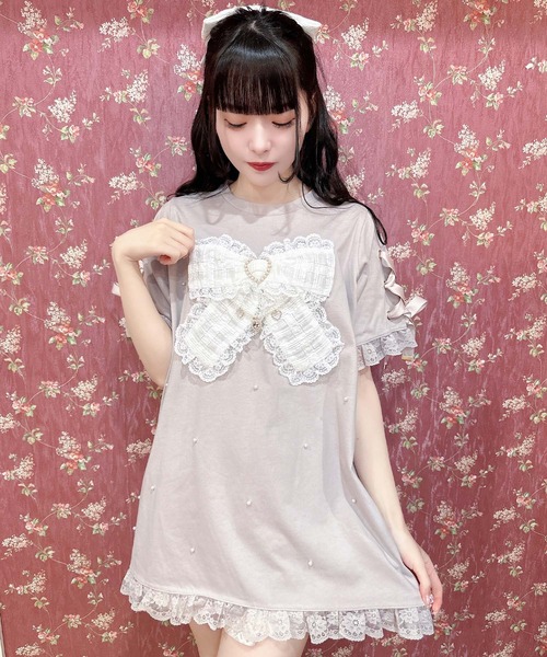 ROJITA（ロジータ）の「リボンデザインビッグTシャツ（Tシャツ/カットソー・レディース・ホワイト/ブラック/ピンク・FREE）」の7枚目の写真