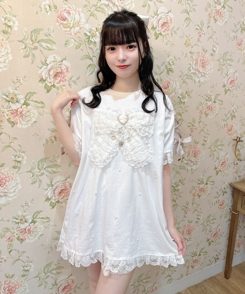 ROJITA（ロジータ）の「リボンデザインビッグTシャツ（Tシャツ/カットソー・レディース・ホワイト/ブラック/ピンク・FREE）」の8枚目の写真