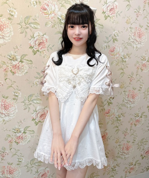 ROJITA（ロジータ）の「リボンデザインビッグTシャツ（Tシャツ/カットソー・レディース・ホワイト/ブラック/ピンク・FREE）」の10枚目の写真