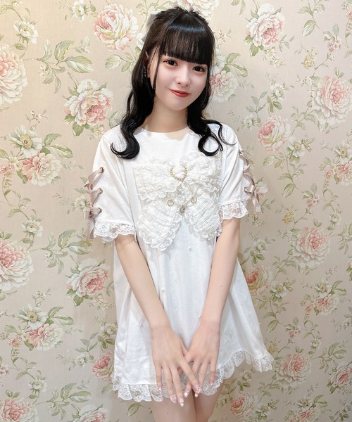 ROJITA（ロジータ）の「リボンデザインビッグTシャツ（Tシャツ/カットソー・レディース・ホワイト/ブラック/ピンク・FREE）」の11枚目の写真