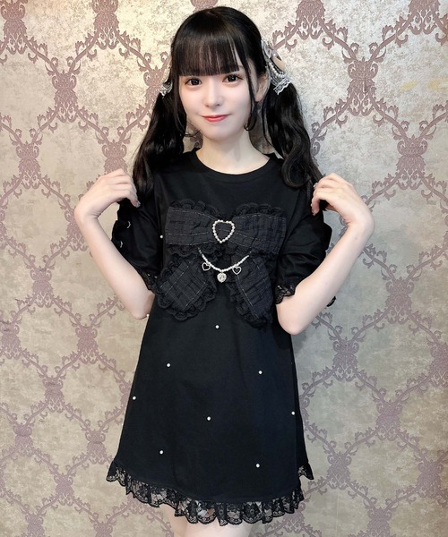 ROJITA（ロジータ）の「リボンデザインビッグTシャツ（Tシャツ/カットソー・レディース・ホワイト/ブラック/ピンク・FREE）」の12枚目の写真