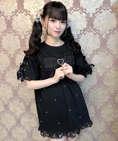 ROJITA（ロジータ）の「リボンデザインビッグTシャツ（Tシャツ/カットソー・レディース・ホワイト/ブラック/ピンク・FREE）」の13枚目の写真