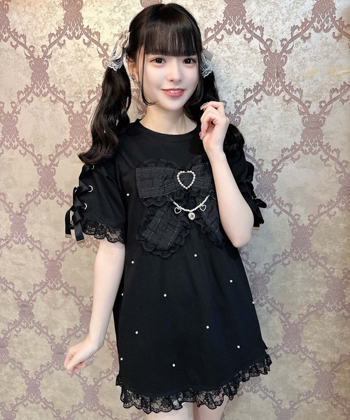 ROJITA（ロジータ）の「リボンデザインビッグTシャツ（Tシャツ/カットソー・レディース・ホワイト/ブラック/ピンク・FREE）」の14枚目の写真