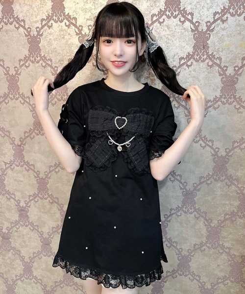 ROJITA（ロジータ）の「リボンデザインビッグTシャツ（Tシャツ/カットソー・レディース・ホワイト/ブラック/ピンク・FREE）」の15枚目の写真