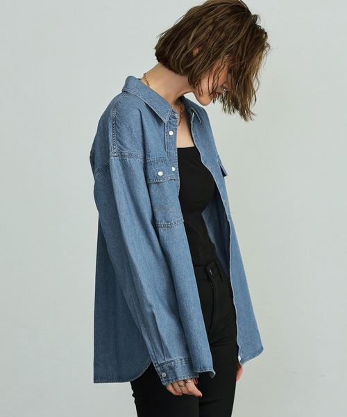 ブラウス シャツ SOMETHING ビッグデニムシャツ レディース SOMETHING ブラウス シャツ ビッグデニムシャツ レディース