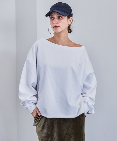 HEREIAM（ヘレイアム）の「【HEREIAM】オフショル裏毛プルオーバー（スウェット・レディース・ブラック/オフホワイト/バーガンディー・FREE）」の2枚目の写真