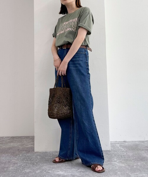 fredy emue(フレディエミュ)の「シルケットdiaryロゴTシャツ(Tシャツ/カットソー・レディース・オフホワイト/カーキ/ブラック・38)」の4枚目の写真