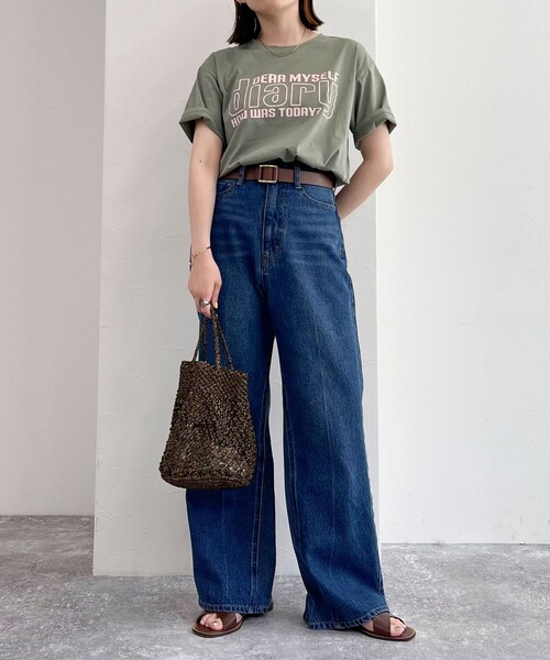 fredy emue(フレディエミュ)の「シルケットdiaryロゴTシャツ(Tシャツ/カットソー・レディース・オフホワイト/カーキ/ブラック・38)」の5枚目の写真