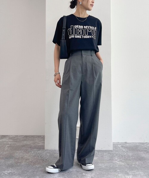 fredy emue(フレディエミュ)の「シルケットdiaryロゴTシャツ(Tシャツ/カットソー・レディース・オフホワイト/カーキ/ブラック・38)」の12枚目の写真