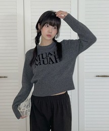 A'GEM/9 × .kom 『muah muah/ムーアムーア』 LAMBSWOOL JACQUARD ROUND KNIT/ラムウール ジャカードラウンドニット