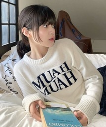 muahmuah（ムーアムーア）の「A'GEM/9 × .kom 『muah muah/ムーアムーア』 LAMBSWOOL JACQUARD ROUND KNIT/ラムウール ジャカードラウンドニット（ニット/セーター）」