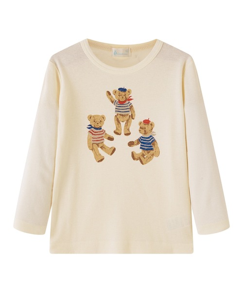 combimini（コンビミニ）の「やわらか長袖らくちんTシャツ（テディベア）（Tシャツ/カットソー・キッズ・ダークベージュ/アイボリー・120/110/100/90/80）」の3枚目の写真