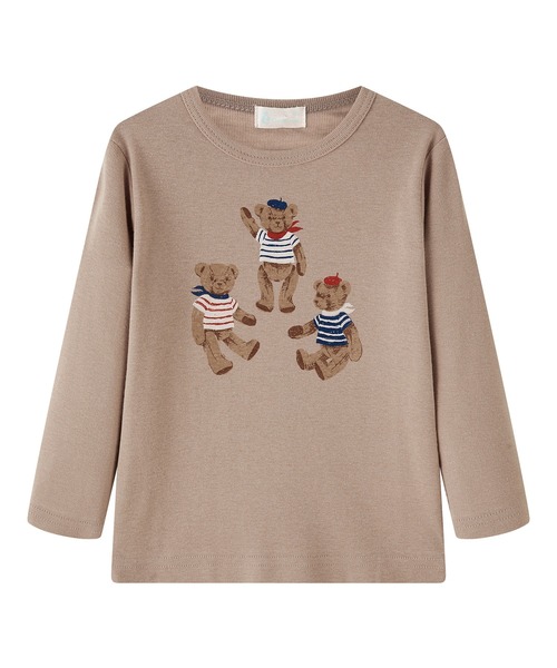 combimini（コンビミニ）の「やわらか長袖らくちんTシャツ（テディベア）（Tシャツ/カットソー・キッズ・ダークベージュ/アイボリー・120/110/100/90/80）」の4枚目の写真