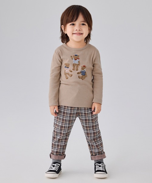 combimini（コンビミニ）の「やわらか長袖らくちんTシャツ（テディベア）（Tシャツ/カットソー・キッズ・ダークベージュ/アイボリー・120/110/100/90/80）」の5枚目の写真