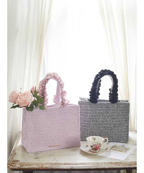 Maison de FLEUR（メゾンドフルール）の「EC限定ツイードスクエアトートSバッグ（トートバッグ・レディース・ブラック/ピンク・FREE）」の3枚目の写真